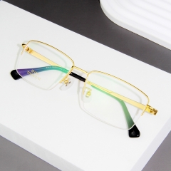 8211 - 18k gold plated titanium frame in luxury business style high quality half rim design for men