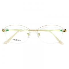 99989 - Peacock In Luxury Design High Quality Titanium Frame Half Rim for Lady