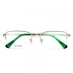 8203 - Stereoscopic triangular cut titanium frame luxury design half rim for men