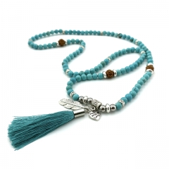 Mala beads necklace / wrap bracelet Turquoise with Rudraksha