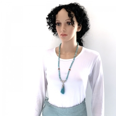 Mala beads necklace / wrap bracelet Turquoise with Rudraksha