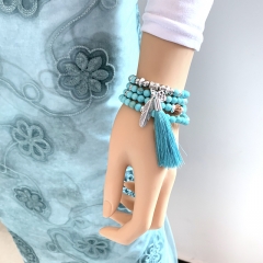 Mala beads necklace / wrap bracelet Turquoise with Rudraksha