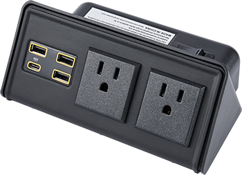 PLUGIN model SH001-19D,desktop power strip extension leads with 2 US children safe TR socket outlets and 3 USB fast charging ports,type-c charge port,