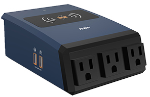 PLUGIN model SH001-2 offices, hotels appliances, night stand desktop power strip extension leads with 4 socket outlets and 4 USB fast charging ports,