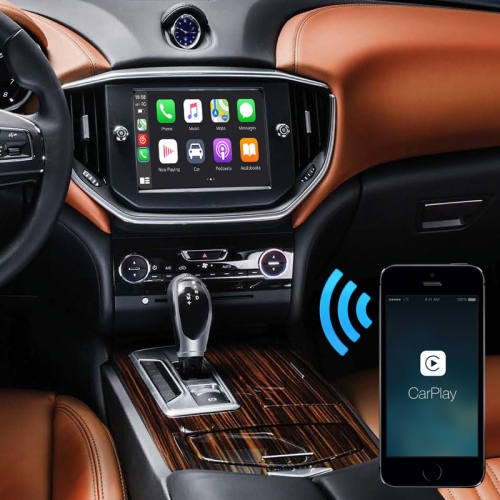 CarPlay Android Auto decoder for Maserati Ghibli Quattroporte car screen upgrade adding map navigation phone Spotify music video