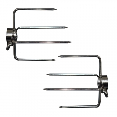 Heavy Duty Stainless Steel Rotisserie Meat Forks(1-Pair) Replacement - Fits 5/16-Inch Square Spit Rods