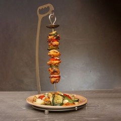 Stainless Steel Hanging Kabab Skewer Set Table Barbeque and Kabab Stand BBQ Rack Holder