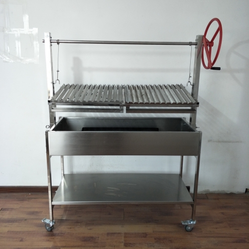 Stainless Santa Maria Countertop Drop in Frame Single Crank With Round Rod  Grate and Height Adjustable Rotisserie by JD Fabrications 