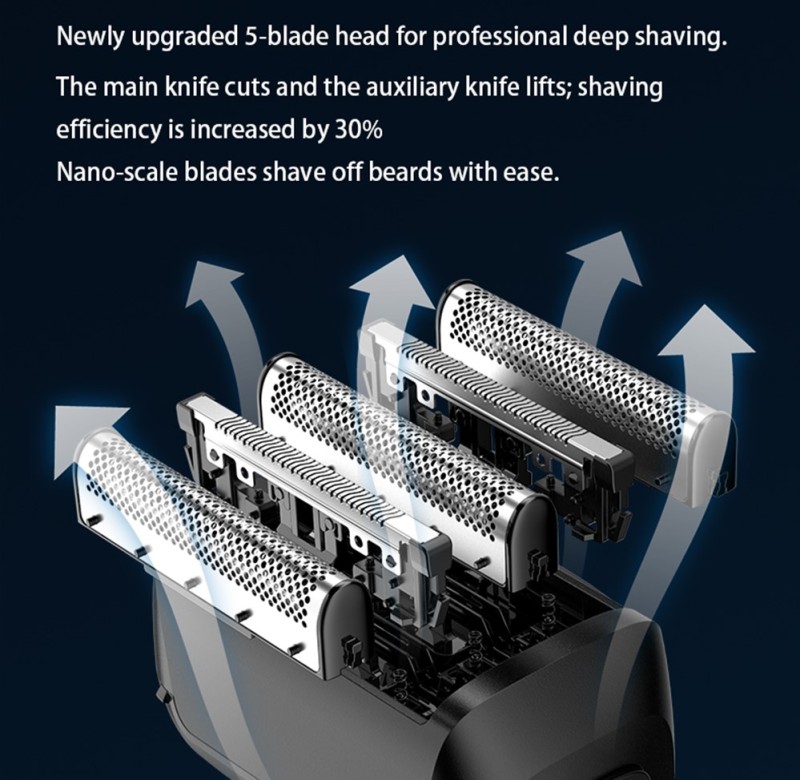Reciprocating Foil Electric Shaver Five Blades Waterproof Rechargeable Men's Electric Shaver
