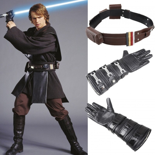 Star Wars Force Awakens Anakin Skywalker Cosplay Costume Accessories Halloween Men Superhero Belt Party Gloves