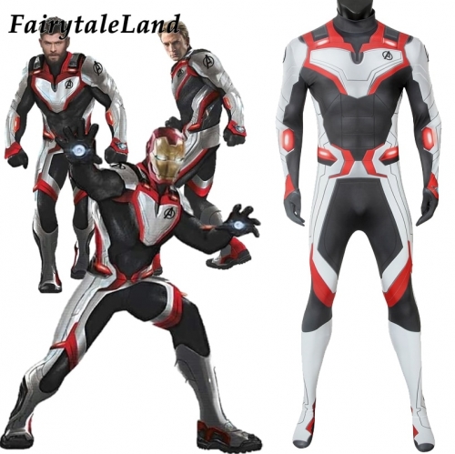 Avengers Endgame Captain America Costume Halloween 3D Printing Jumpsuit Superhero Team Uniform