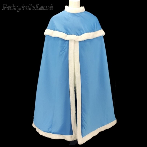 Cinderella Cloak Fancy Halloween Wedding Party Coat Princess Cosplay Costume Blue Cape Winter Jacket