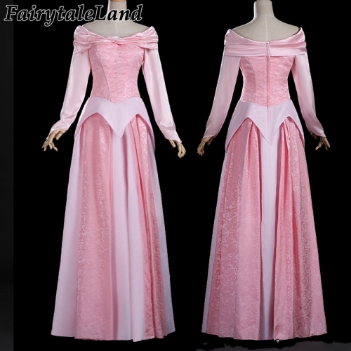 Sleeping Beauty Princess Aurora Cosplay Costume Printing Pink Aurora Princess Dress Halloween costumes Women Adult lovely Gown