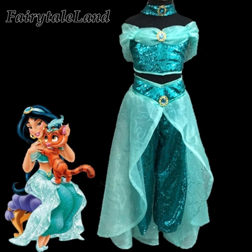 Girls Jasmine costume kids Halloween costumes Aladdin and the Magic Lamp Princess Jasmine cosplay costume