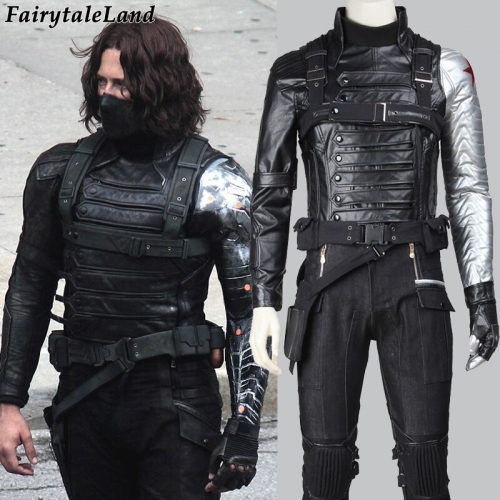 Captain America Winter Soldier Costume Adult James Buchanan Barnes Outfit Halloween Cosplay Superhero Suit 