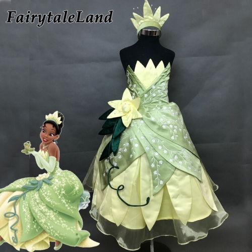 Girls Princess Tiana Costume Kids Halloween Costume Princess and