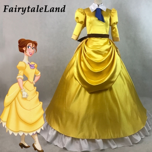 Tarzan &amp; Jane Cosplay Costume Halloween costumes adult Yellow Princess Jane Dress Fancy Jane Costume custom made