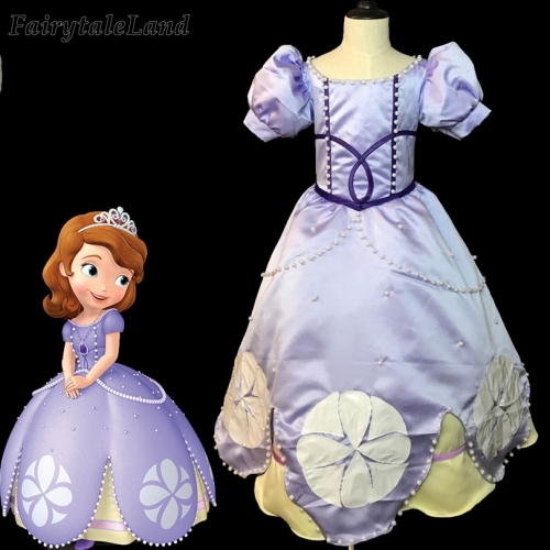 Girls Sofia The First Princess Dress Halloween Costumes for Kids Sofia Cosplay Costume