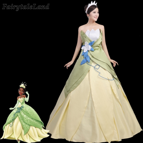 Princess and Frog Cosplay Costume Fancy Halloween Adult Women Costumes Tiana Dress Flowers Party Sexy Costume