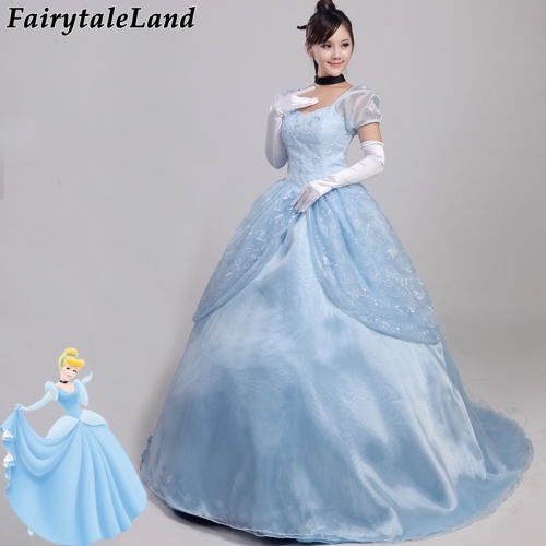 Cinderella Dress Party Halloween Birthday Cosplay Princess Gown Cinderella Costume Light Blue Outfit Black Choker Suit