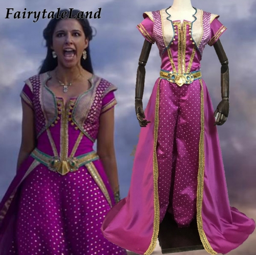 Jasmine Cosplay Costume Halloween Cosplay Movie Aladdin Princess Outfit Rose Red Suit Fancy Top Pants