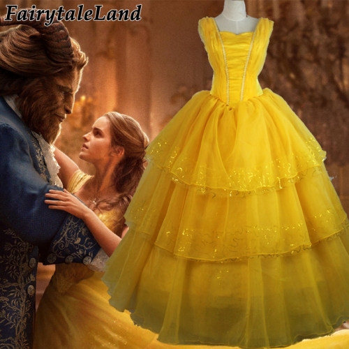 Movie Beauty and The Beast Princess Belle cosplay costume Emma Watson Belle dress Halloween costumes for adult women dress