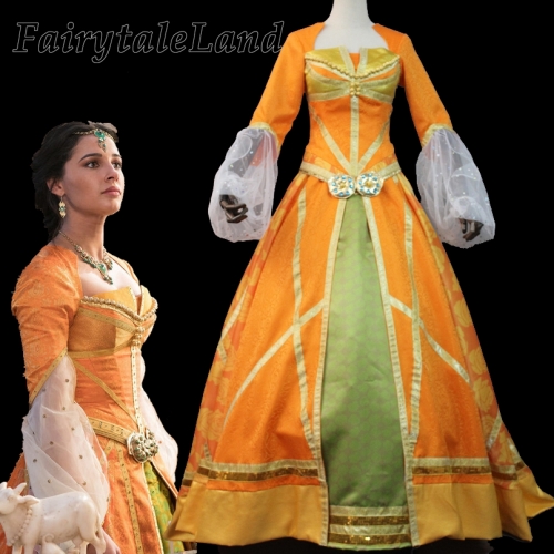 Aladdin Jasmine Dress Halloween Cosplay Jasmine Costume orange Arabian Royal Gown Fancy Dress Custom Made