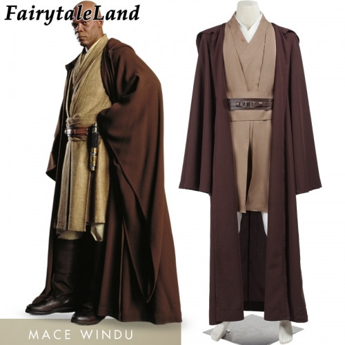 Star Wars Jedi Knight Mace Windu Cosplay Costume Halloween Carnival Party Suit Superhero Outfit Warrior Clothing