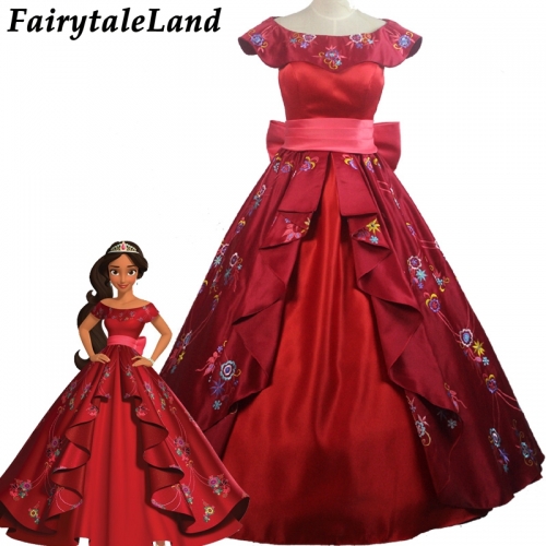 Elena of Avalor Princess Elena cosplay costume Red Embroidery Elena dress Halloween costumes for adult women party dress custom