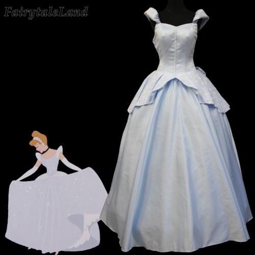 Fancy Cinderella Light Blue Dress Cosplay Halloween Princess Costume Wedding Party Sexy Sleeveless Dress Butterfly Skirt