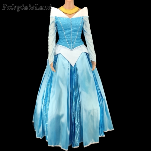 Adult Aurora Cosplay Costume Princess Halloween Costumes Sleeping Beauty  Aurora Dress Fancy Blue Outfit Custom Made