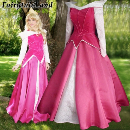 Custom made Sleeping Beauty princess Aurora Cosplay costume Carnival Halloween costume for adult women Aurora pink costume dress
