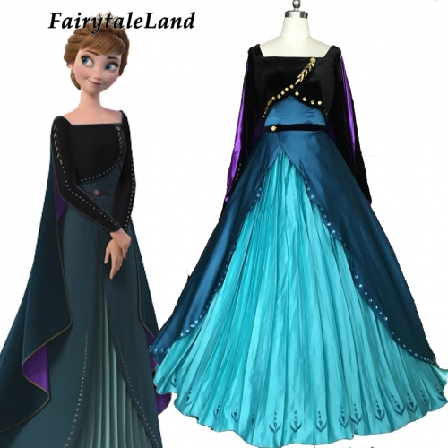 Frozen Anna Coronation Costume Cosplay Halloween Party Outfit Adult Women Princess Anna Dark Green Dress