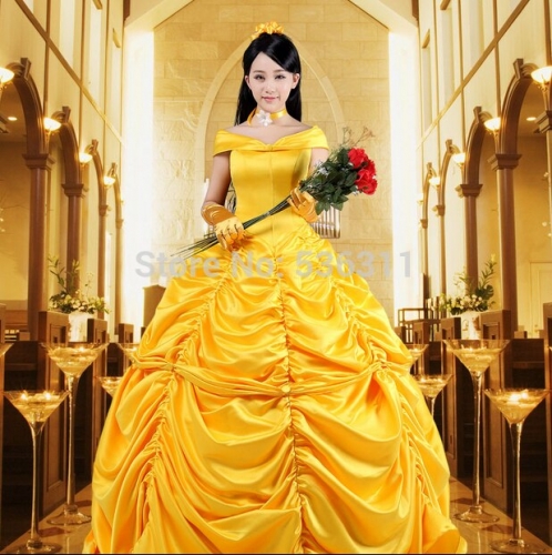 Yellow Princess Belle dress Beauty and the Beast Belle cosplay costume Halloween costumes for women adult Princess belle costume