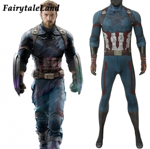 Avengers 3 Infinity War Captain America Cosplay Costume Steve Rogers 3D printed Jumpsuit