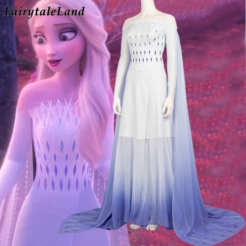 Frozen 2 Elsa White Dress Fancy Carnival Halloween Costume Cosplay Princess Anna Elsa Costume