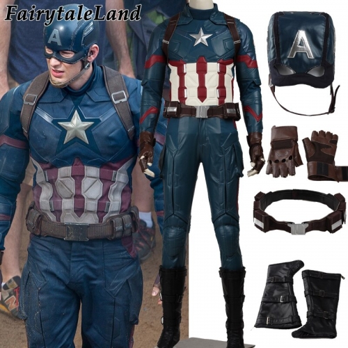 2017 Hot Movie adult Captain America 3 Civil War Cosplay Costume Steve captain america costume Adult Men Halloween