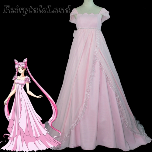Chibiusa Small Lady Cosplay Costume Fancy Pink Princess Chiffon Dress Cosplay Tsukino Usagi Serenity Costume Sailor Moon Dress