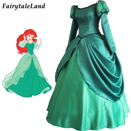 The little Mermaid Dress Ariel Costume Halloween Adult Women Costume Mermaid Green Dress