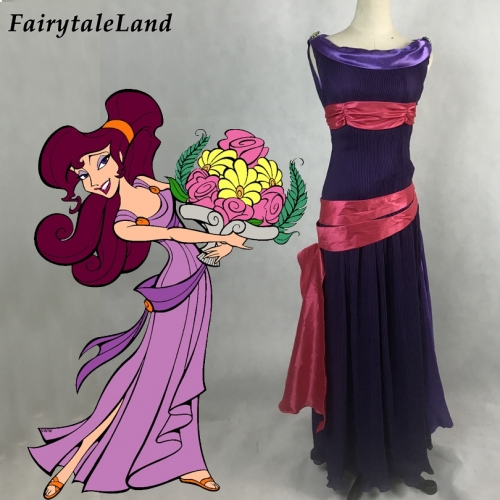 Princess Megara Cosplay Costume Halloween Meg Dark Purple Dress