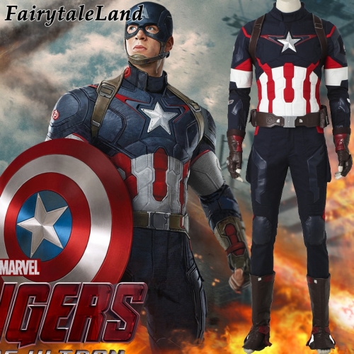 Avengers 2 Age of Ultron Captain America costume Superhero Cosplay Halloween costumes adult Men battle uniform Captain America