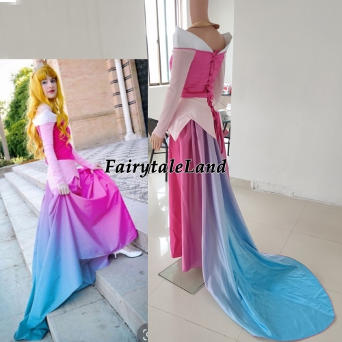 Sleeping Beauty Princess Aurora Gradient Dress Halloween Cosplay Costume