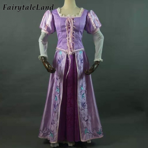 Tangled Rapunzel Cosplay Costume Halloween Princess Dress Embroidery Bodice skirt