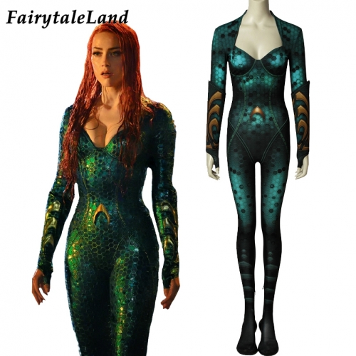 Aquaman Mera suit  Cosplay Jumpsuit Superhero Printing Zentai