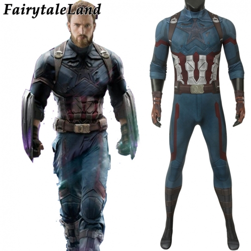 Avengers Infinity War Steve Rogers suit  Cosplay Jumpsuit Superhero Printing Zentai