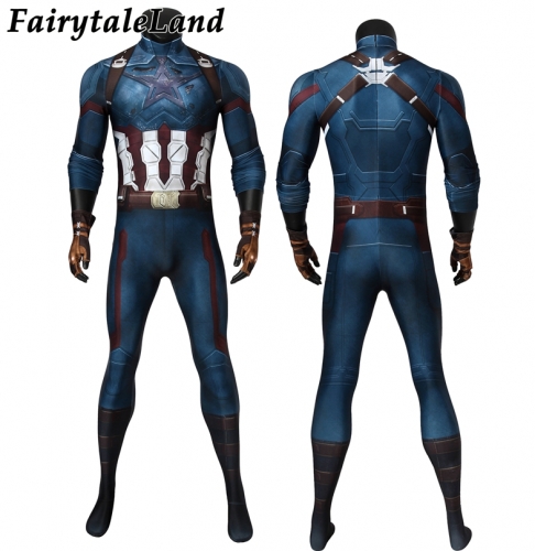 Avengers 3 Infinity War  Captain America   Steve Rogers suit Cosplay Jumpsuit Superhero Printing Zentai