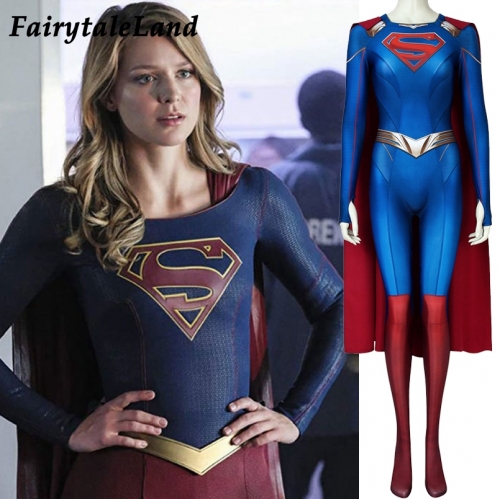 Supergirl Season 5  Kara Zor-el suit Cosplay Jumpsuit Superhero Printing Zentai