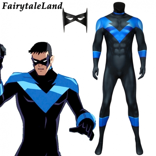 Batman: Under the Red Hood Nightwing suit  Cosplay Jumpsuit Superhero Printing Zentai