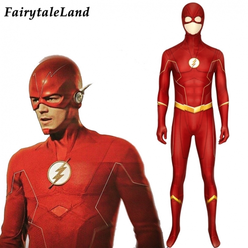 The Flash Season 6 Barry Allen suit  Cosplay Jumpsuit Superhero Printing Zentai