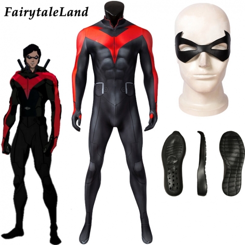 Teen Titans: The Judas Contract Nightwing suit  Cosplay Jumpsuit Superhero Printing Zentai